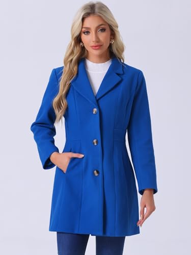 Image of Allegra K Womens Winter Elegant Pea Coat 2026 Single Breasted Long Overcoat | Notch Lapel Collar, Warm, Work Office Trench Coats,Outwear Outfit