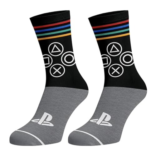 Bioworld PlayStation Men's Console Controller Logo Designs 3-Pack Mid-Calf Adult Crew Socks Shoe Size 8-123