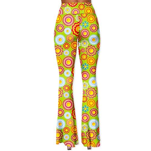 Pantalón de campana para mujer con cintura elástica alta y estilo hippie cómodo Deerose