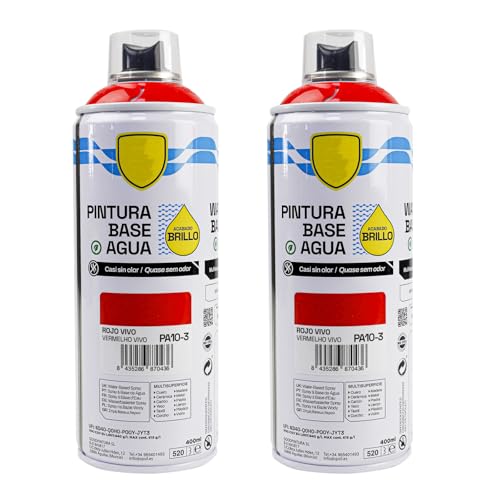 various - Pintura Spray Base Agua 400ml,Ecológica y Sin Olor,Para Muebles,Metal,Plástico y Madera,Colores Duraderos,Cobertura Uniforme - Rojo Vivo,2 unidad