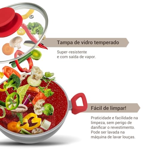 Panela Philco PPN24A Redstone com Tampa de Vidro 4,6L