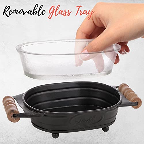 Autumn Alley Black Farmhouse Soap Dish For Bathroom – Fun Kitchen Soap Tray – Farmhouse Bathroom Accessories – Rustic Soap Dish – Wooden Handles Add Vintage Appeal – Cute Bathtub Decor #TOP4