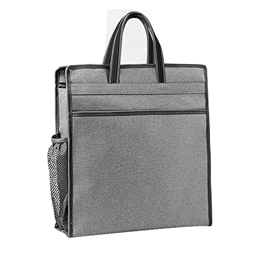 enyuwlcm Oxford Zippered Document Bag with Handle File Tote Bag Pouch for Carrying Paper Files Books Filing Folder 1 Pack (Gray)