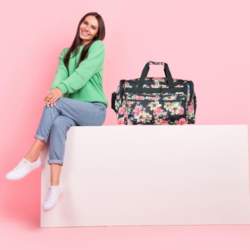 World Traveler Floral 22" Carry-On Duffel Bag – Lightweight Durable Polyester with Adjustable Shoulder Strap2