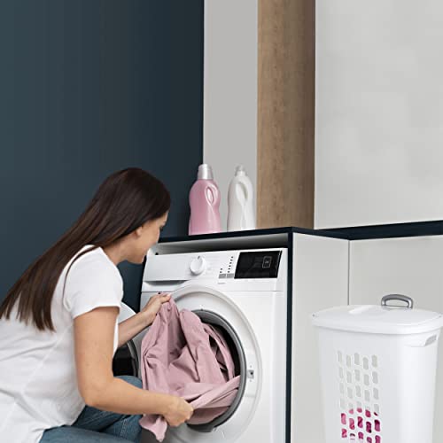 Sterilite Plastic Laundry Hamper With Lid And Wheels - Tall White Portable Rolling Laundry Basket With Wheels And Handle For Dirty Clothes Hamper, Wholesalehome Cloth Included #TOP3