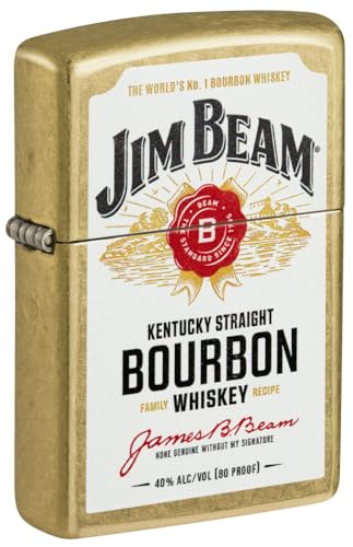 Encendedor de bolsillo Zippo diseño Jim Beam latón regular miniatura 1