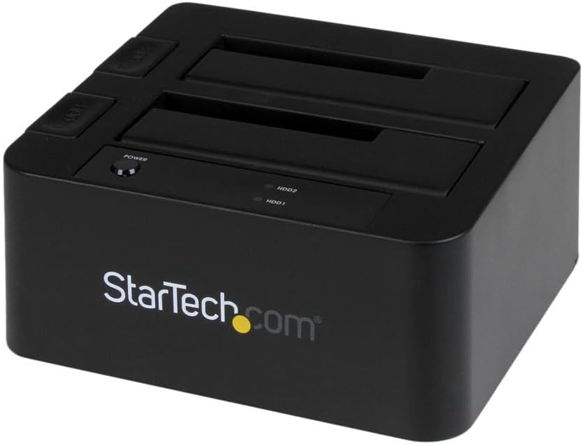 StarTech.com Dual-Bay USB 3.0 / eSATA to SATA Hard Drive Docking Station, External 2.5/3.5" SATA I/II/III, SSD/HDD Docking Station, Hot-Swap Hard Drive Bays, Top-Loading (SDOCK2U33EB),Black