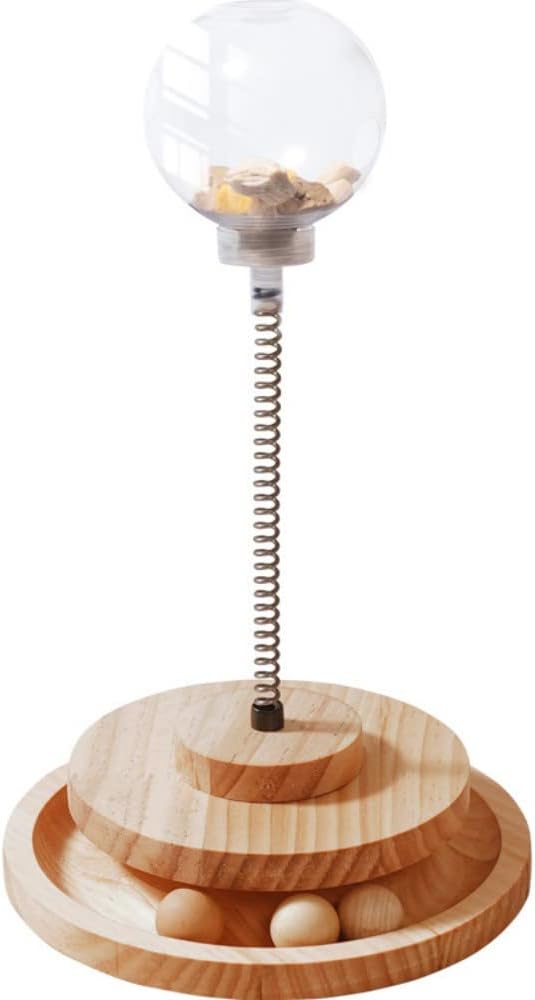 MILLTO Cat Leaky Food Ball Solid Wood Rotating Spring Household pet Toy Teasing cat Stick