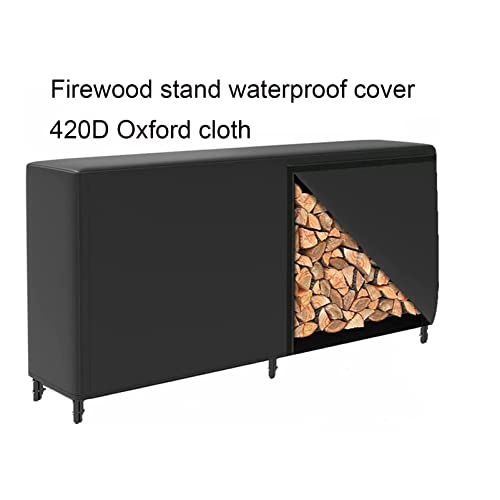 Thickened Foldable Firewood Cover, Waterproof And Dustproof 420D Silver Coated Oxford Cloth Large Capacity Breathable Anti-Uv Firewood Cover For Terrace Patio Garden Outdoor Black #TOP3