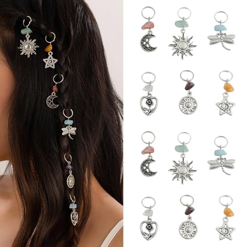 Anillos Tribales Boho para Trenzas 12 Piezas Metal miniatura 1