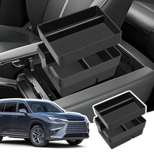 LANGBEAN Center Console Organizer for 2024-2026 Lexus TX 350/500h/550h+ Armrest Storage Box with Removable Rubber Mat 2024 2025 2026 Lexus TX 350/500h/550h+ Accessories