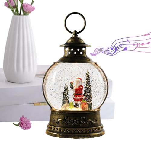 Globo de nieve musical decoración Navidad transparente a pilas y USB para hogar 7