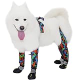 BESTZONE Dog Boots Waterproof Shoes for Dogs with Reflective Strips Rugged Anti-Slip Sole Adjustable