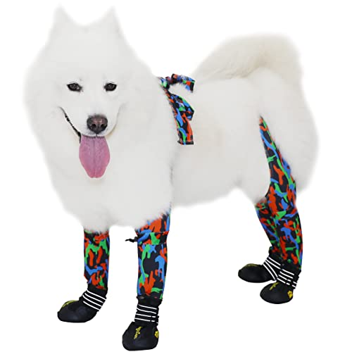 Bestzone Dog Boots Waterproof Shoes For Dogs With Reflective Strips Rugged Anti-Slip Sole Adjustable Dog Leggings Dog Pants (Size8) #TOP25