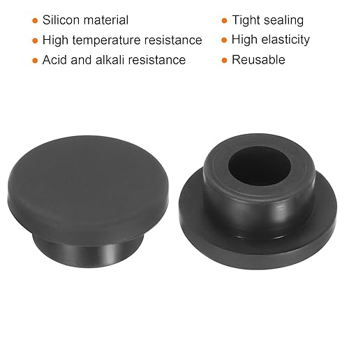 Image of uxcell High Temp Silicone Plug Mount Dia 23mm /0.9 inch T Shaped Rubber Stopper Hole Plugs for Powder Coating Plating Waterproof Plugs Sealing Plugs Black Pack of 10(OD 33mm)