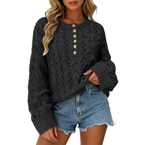 Top de punto corto estilo casual con botones chaqueta fina lisa de mujer Ref #13