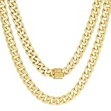 Nuragold 14k Real Yellow Gold Miami Cuban Link 7.5mm Chain Necklace (16'-30') Italian Jewelry for Men & Women