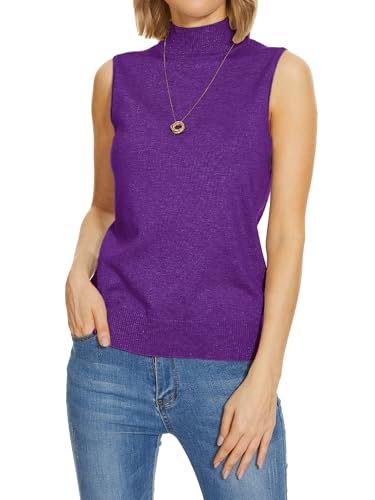 Image of INKOFF Sleeveless Mock Neck Turtleneck Knit Tops Women Dressy Casual Sweater Vest Business Work Tank