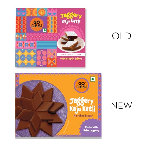 Image of GO DESi - Jaggery Kaju Katli | 69% Cashews | Gud Kaju Katli | Sugar Free Sweets | Cashew & Jaggery Sweet | Indian Mithai | Sweets Gift Pack | 200 grams