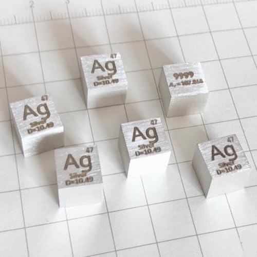 1 Piece 10mm Pure Silver Metal Cube, 99.99% High Purity Carved Ag, for Periodic Table Element Specimen Collection Hobby, Classroom Demo, Science Fair and Lab Experiments Project