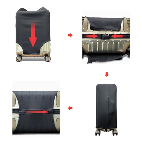 Image of WUJIAONIAO Travel Luggage Cover Baggage Suitcase Cover Protector Skins 18-32 Inch, Pure Black, S (for 18--20 inch luggage), Fashion