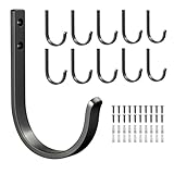 Josmimic 10-Pack Wall Hooks for Hanging Towel/Coat - 22LB Screw in Metal Hanger Wall Mount, for Outdoor, Closet, Door, Bathrooms, for Backpack, Robe, Black
