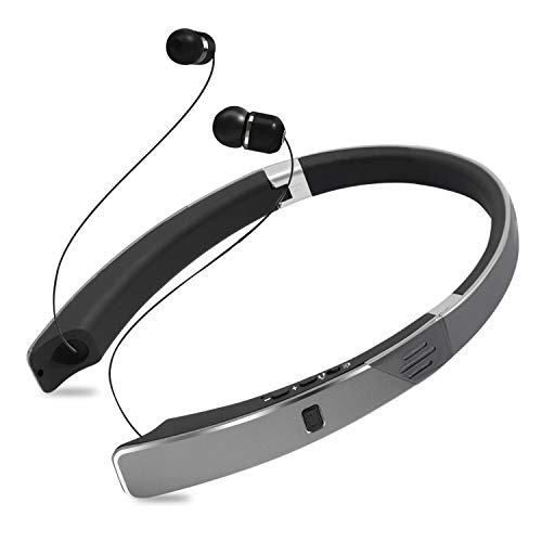 Bluetooth Headphone Speaker 2-in-1,YOCUBY Foldable and Retractable Wireless Neckband Earbuds with Built-in Speaker