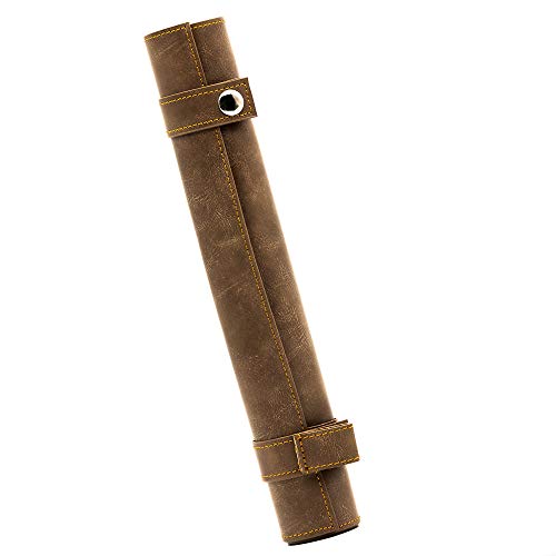 Pen and Paper Würfelmatte - im Schriftrollen-Stil, aus Kunstleder, zum Aufrollen, mit Würfelaufbewahrung, ideal für DND, DSA, Aborea, Cthulhu, UVM. (braun)