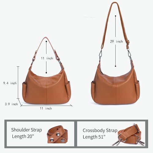 Genuine Leather Purses for Women Hobo Crossbody Bags Casual Work Shoulder Bag with Adjustable Strap2