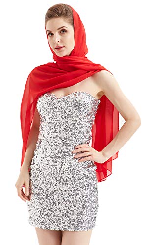 Alivila.Y Fashion Womens Soft Long Wrap Scarf Shawl-Red Chiffon