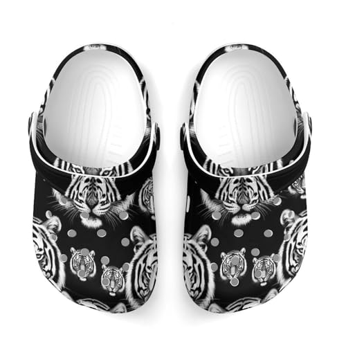Toddler's Fashion Outdoor Beach Pool Shoes for Cute Summer Style, Black and White Tiger