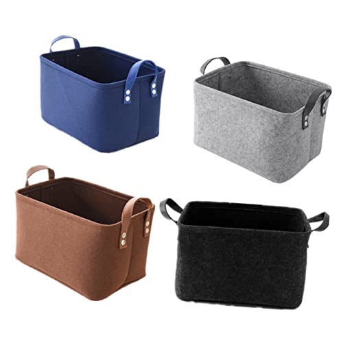 ANDRESLAD Cestino Portaoggetti Non Tessuto, Portaoggetti Portatile Blu, Organizer Da Scrivania Maniglia, Contenitore Aperto Per La Casa, Adatto Per Cucina, Soggiorno e Cameretta Ragazzo Ragazza