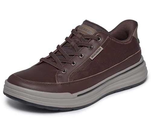 Skechers Men's Sterling Hansel Sneaker, Chocolate Leather/Synthetic, 9.5 UK