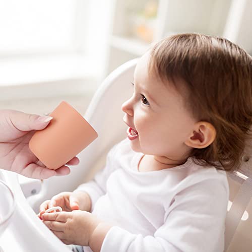 Aulege Silicone Toddler Cup, 2 Pack Bpa Free Silicone Drinking Training Cup For 6 Months+ Babies, 4 Fl. Oz Tiny Open Cup For Infants (Blush, Duaty Lilac #TOP3