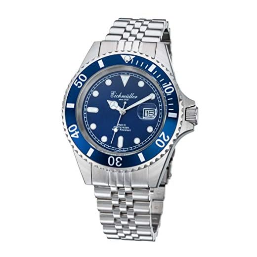 Eichmüller Taucheruhr 3464-04 Edelstahl-blau 20 ATM Edelstahlband 43 mm