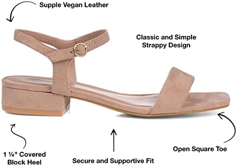 Journee Collection Womens Beyla Heels with Square Shaped Open Toe and Buckle Closure, Blush, 7.5 | Image 1