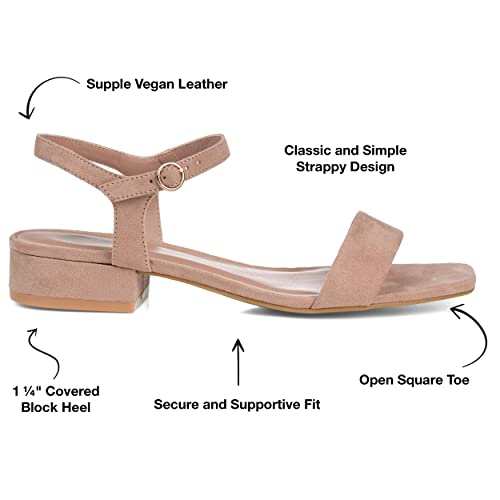 Journee Collection Womens Beyla Heels With Square Shaped Open Toe And Buckle Closure, Blush, 8 #TOP1