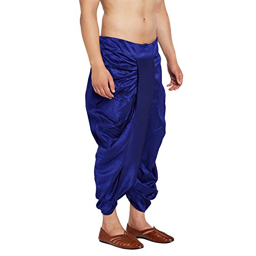 Image of SOJANYA (Since 1958 Mens Black Stitched Dupion Silk Dhotis, Size: Freesize