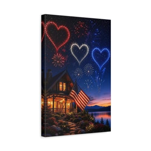 Tableau feu d'artifice coeur 30x45 cm pour deco de salon chaleureuse