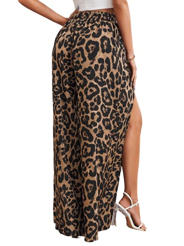 Wdirara Women's Split Elastic Waist Wide Leg Tie Front Wrap Long Pants Multicolor Tassel Xl #TOP1