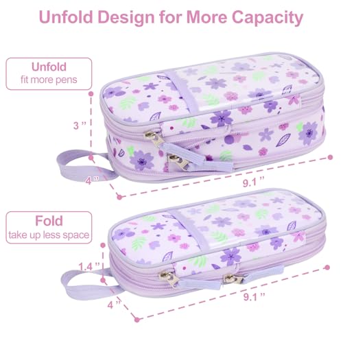 Image of Cute Kids Pencil Case - Girls Pen Pouch Large School Organizer | Pen Bag & Smooth Zipper, Multi-Slot Storage, Mesh Pocket, 900D Water Resistent, Giftable School Supplies, Purple Unicorn