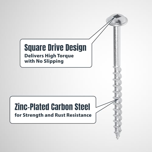 Image of POWERTEC 100 PK Pocket Hole Screws, Maxi-Loc Head, #2 Square Drive, 2-1 /2 inch Coarse Thread for Pocket Hole Jig, Heavy-Duty Workbenches, Lumber, Large Table Legs & Planter Boxes (72266)