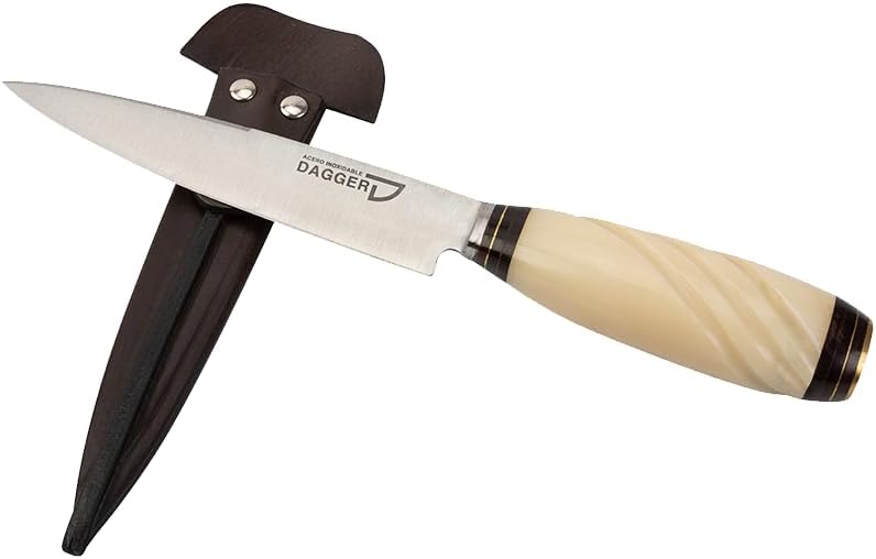 Generic Argentinian Steak Knife with Cow Bone Handle | Dagger Stainless Steel 420 Blade, White, 727373129069