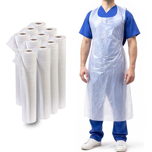 SITE KING Disposable Aprons on Roll 100 Aprons per Roll Waterproof & Lightweight PE Tear-Off Design Food Safe Hygiene Aprons for Catering Cleaning & Medical Use (100)