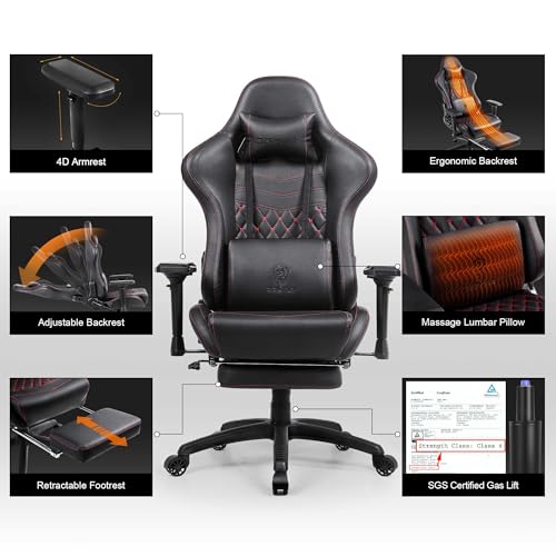 Gaming-Stuhl mit Fußstütze und ergonomischem Design von Dowinx