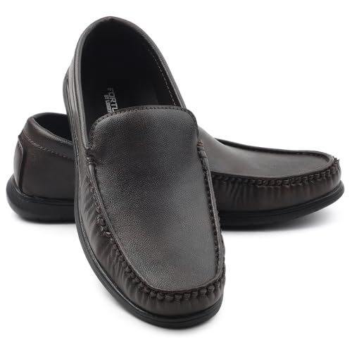 Image of Liberty Fortune CLASSIK-1E Loafer Shoes for Men - Brown, Black, Non-Lacing Casual Formal Slip-On Loafers Stylish Shoes Ideal for Office, Party, Wedding, Kurta - Comfortable Lightweight