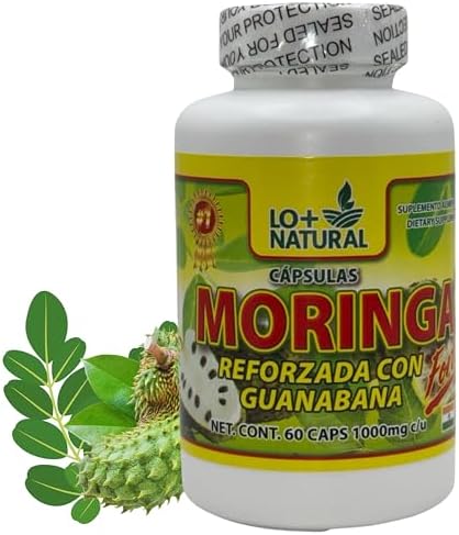 Moringa Cápsulas Reforzadas con Guanábana (Moringa Caps Reinforced with Soursop) – 60 Caps, 1000 mg Each – Dietary Supplement: