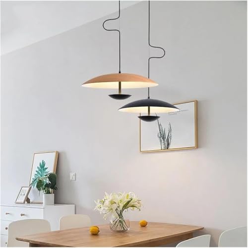Suspension LED bois D35cm éclairage chaleureux pour table à manger
