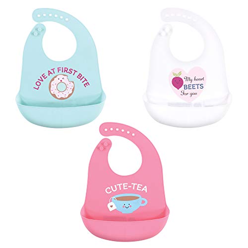 Bavoir en silicone pour bébé Hudson Baby Cute-Tea lavable et réglable