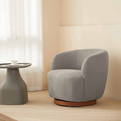 Sepnine Modern Swivel Accent Chair,Living Room Armchair With Curved Back,Linen Fabric Upholstered Round Barrel Chair For Bedroom #TOP6